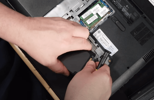 remove the sata cable from the hard drive