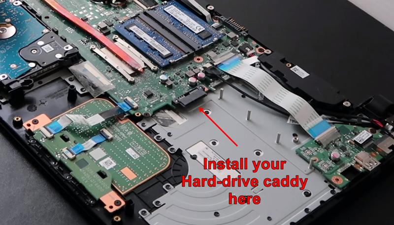 install your hard drive caddy in the dvd caddy port