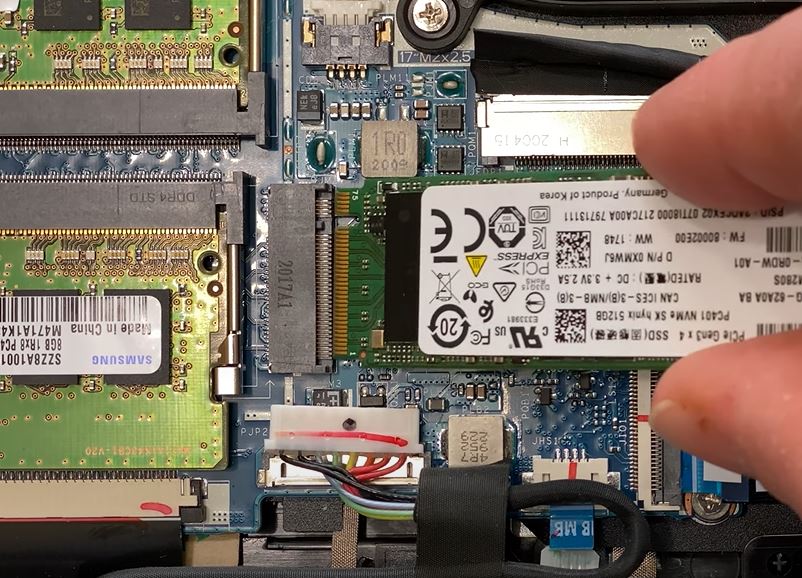 inserting the m.2 ssd at an angle