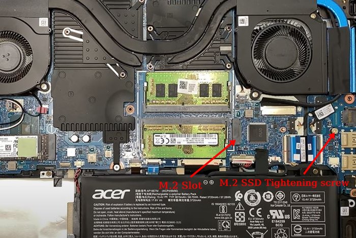 m.2 ssd slot and screw image