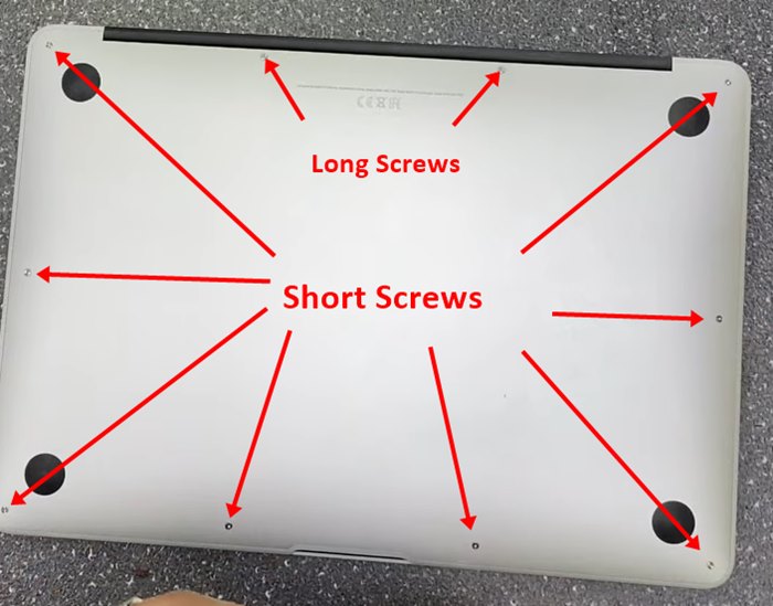 long and short screw locations